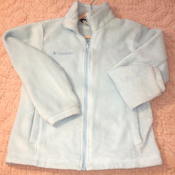 light blue columbia fleece jacket